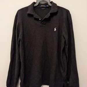 Ralph Lauren Custom Slim Fit Dark Grey Long Sleeve Polo